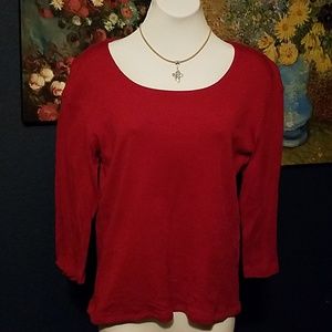 Red Ladies Top 3/4 Sleeves XL